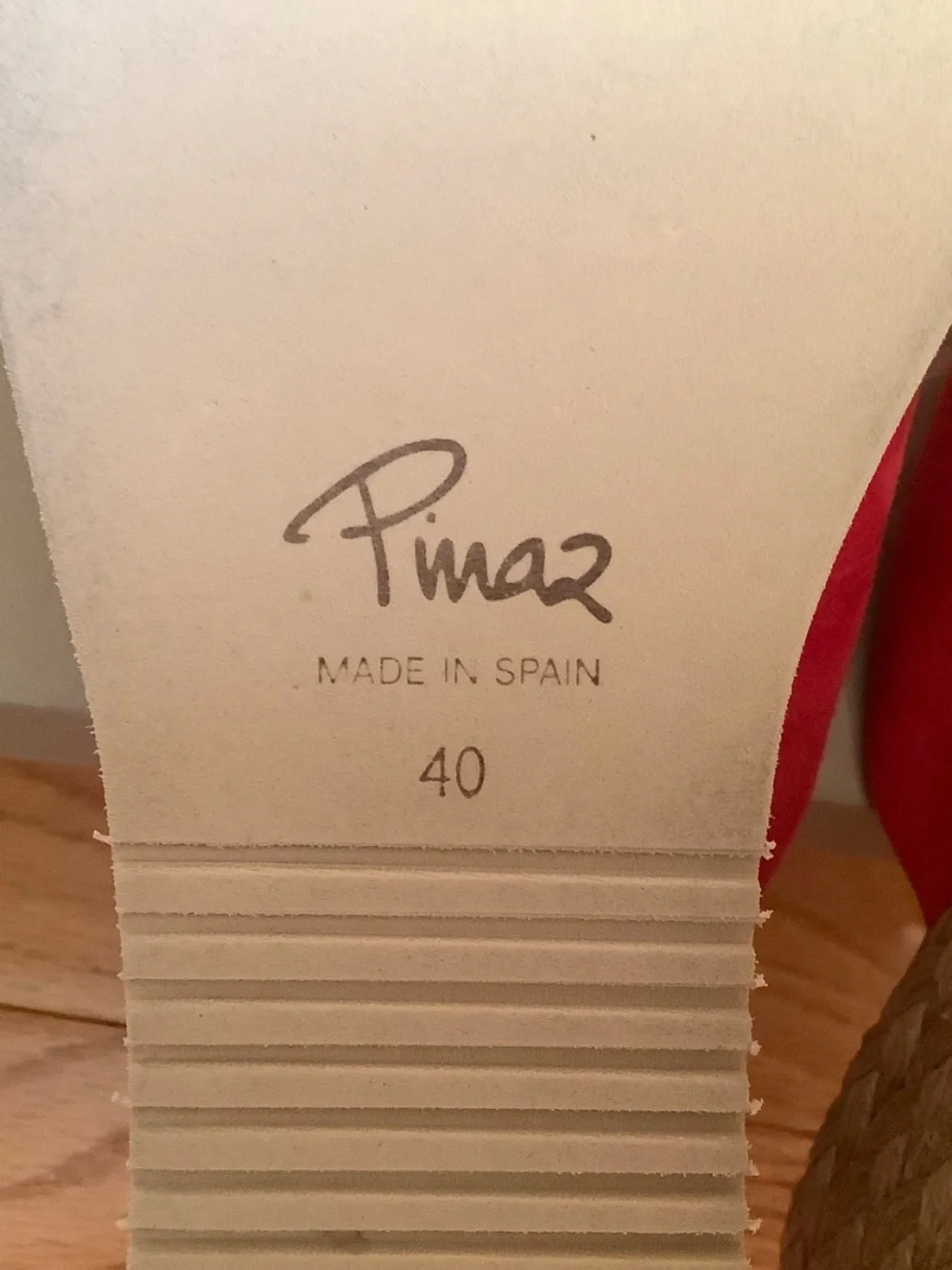 Pinaz Suede Slide Buckle Espadrilles Wedge Sandal Cherry SZ 9/ EU 40